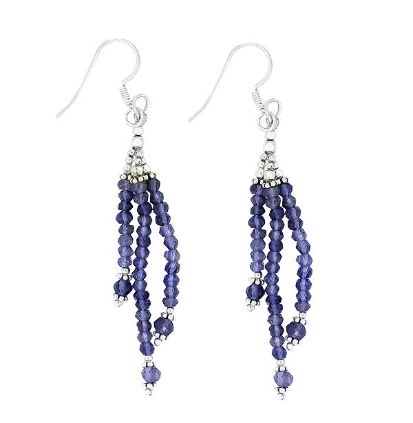 Sterling Silver Earrings with Iolite Bead Dangles