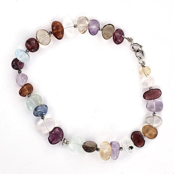 Stylish Sterling Silver Bracelet with Multi Colour Stone