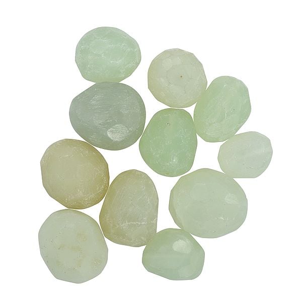 Faceted Green Chalcedony Beads