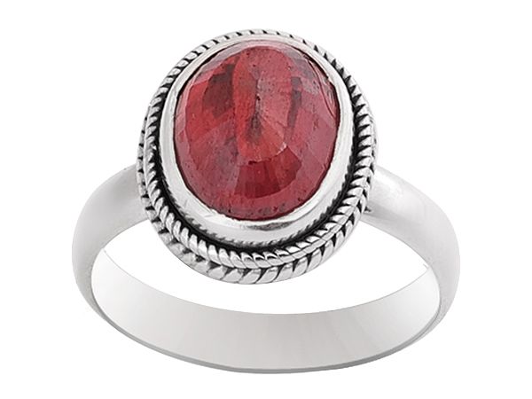 Designer Sterling Silver Ring with Red Stone