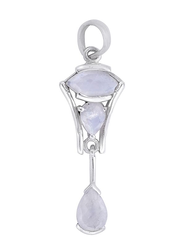 Sterling Silver Pendant with Faceted Rainbow Moonstone