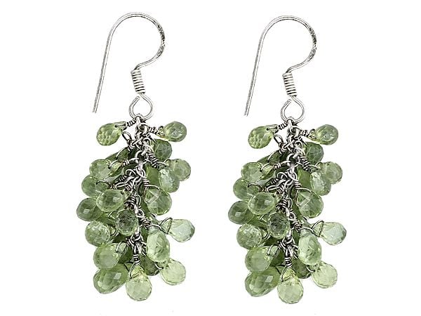 Sterling Silver Grapes Earring with Faceted Peridot Gemstone