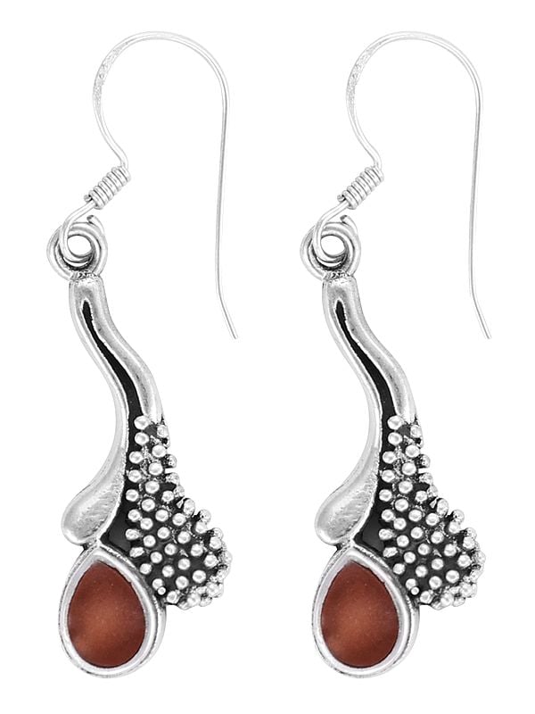 Stylish Sterling Silver Earring with Carnelian Stone