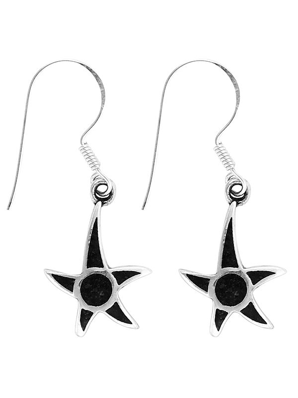 Star Design Sterling Silver Earring with Black Onyx