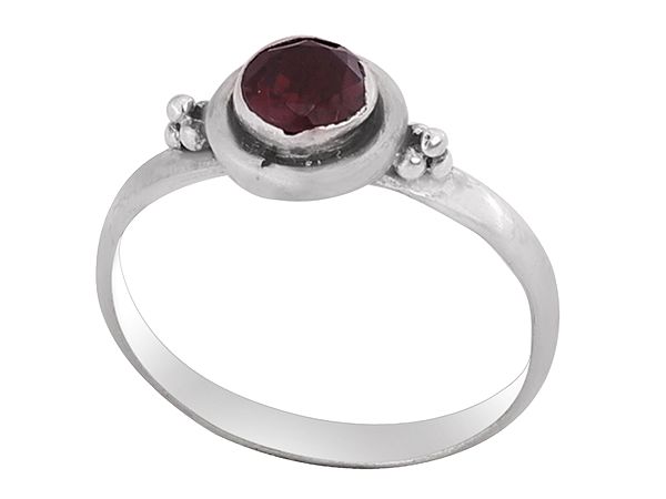 Sterling Silver Ring with Garnet Stone