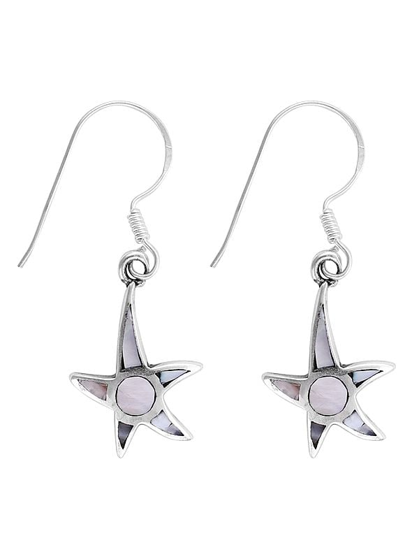 Star Design Sterling Silver Earring with Moonstone