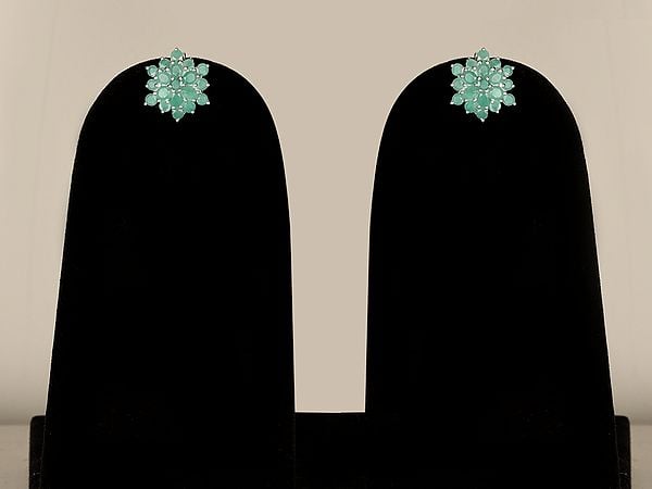 Sterling Silver Earrings with Emerald Gemstone