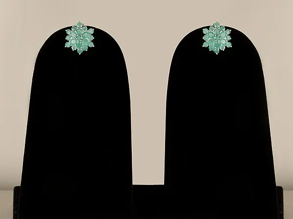 Sterling Silver Earrings with Emerald Gemstone