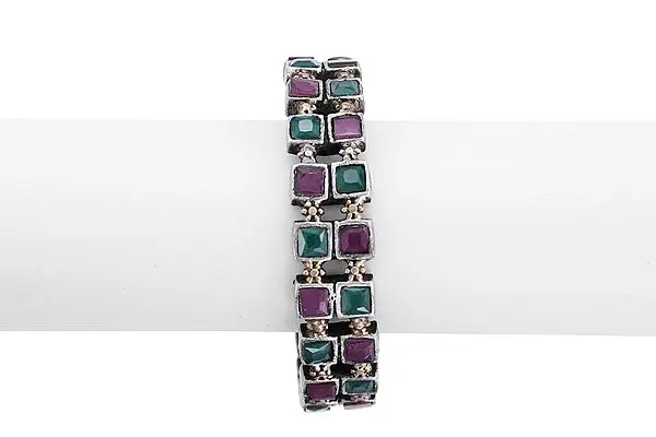 Cubical Design Green and Pink Bangle