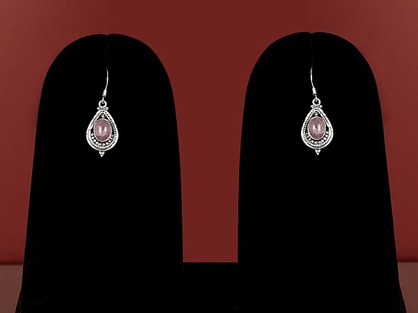 Designer Earring with Rose Quartz Gemstone
