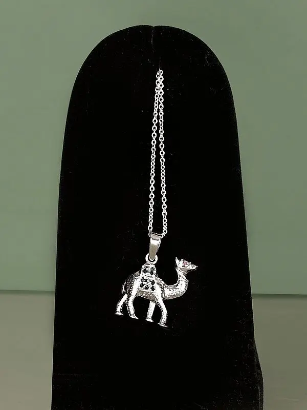 Double-Sided Camel Pendant with Blue Sapphire and Ruby Gemstone