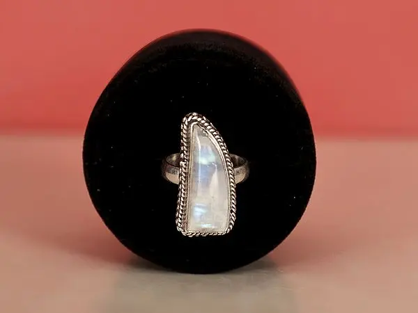 Sterling Silver Ring with Rainbow Moonstone