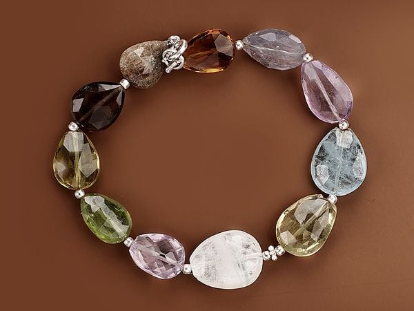 Beautiful Sterling Silver Bracelet with Multiple Gemstone