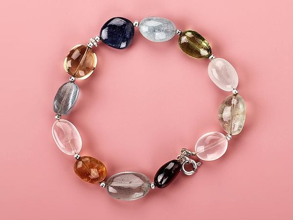 Sterling Silver Bracelet with Multiple Gemstone