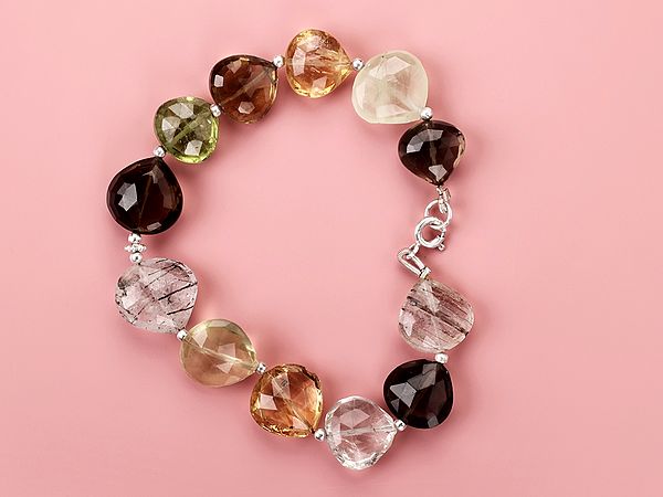 14K Gold Gemstone Heart Bracelet – BrookeMicheleDesigns