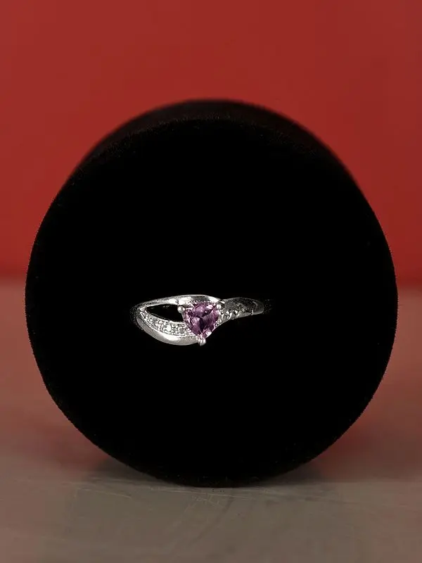 Triangular Amethyst Sterling Silver Ring