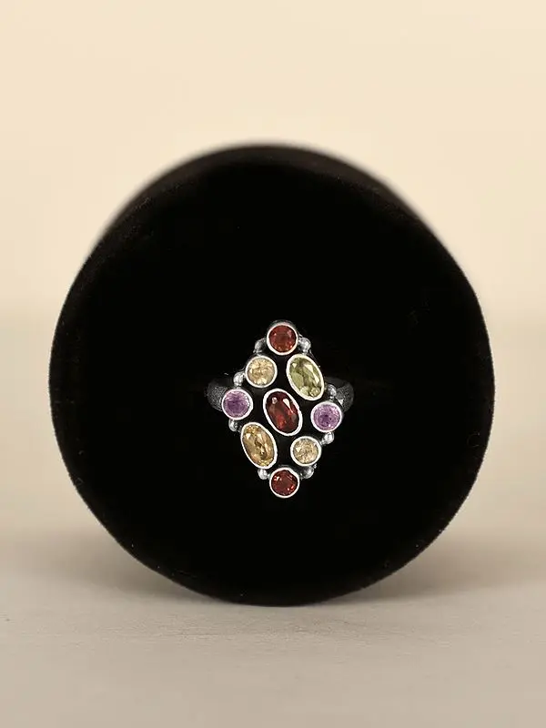 Multiple Gemstone Adjustable Ring