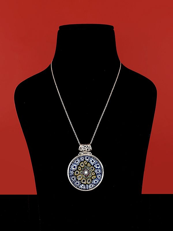 Millefiori Glass Pendant | Sterling Silver Jewelry