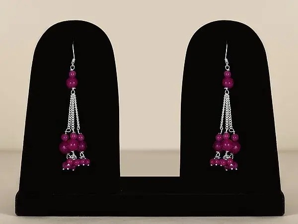 Beautiful Sterling Silver Ruby Dangle Earring