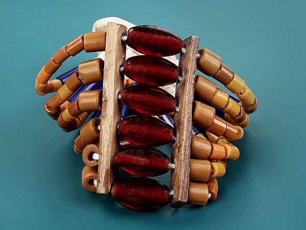 Naga Bracelet with Red, Yellow and Blue Beads | Tribal Jewelry
