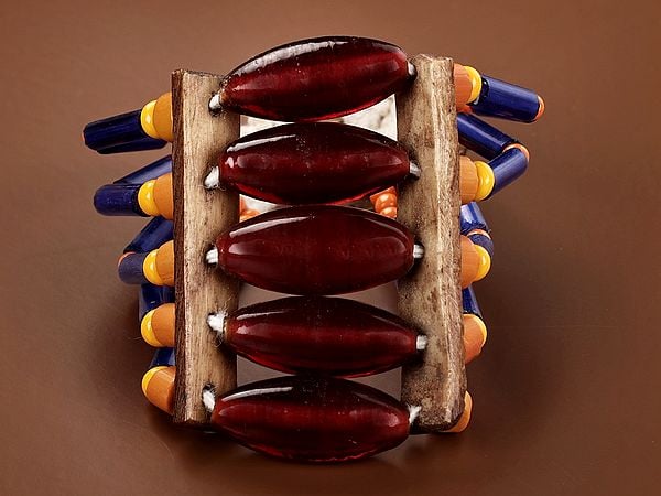 Naga Bracelet with Red, Blue and Orange Beads