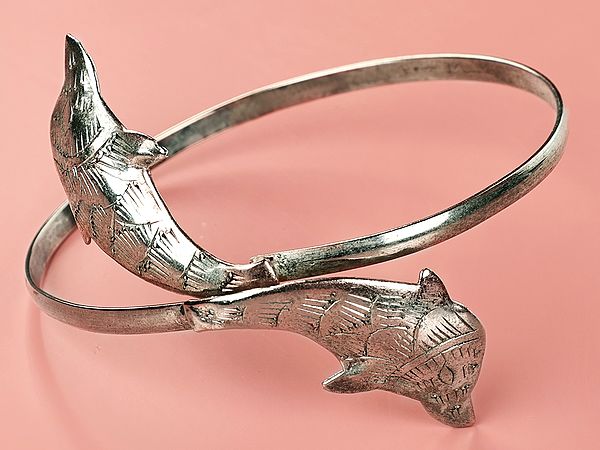 Adjustable Twin Dolphin Wrap Bracelet | White Metal Jewelry