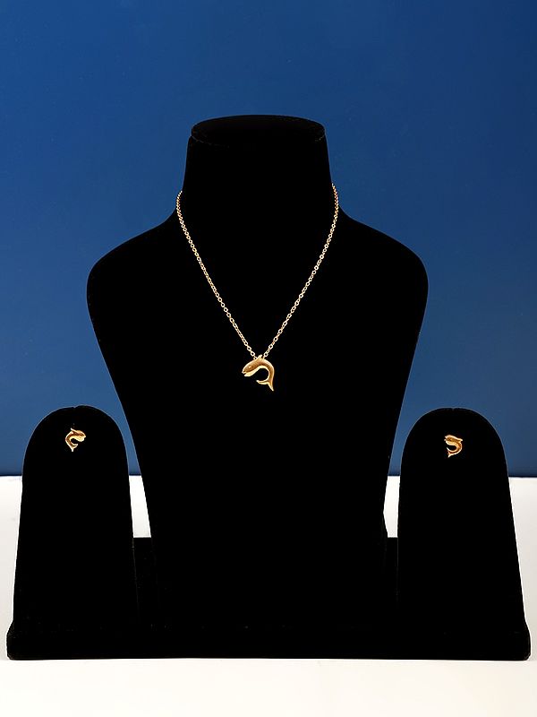 Dolphin Shape Pendant Necklace Earring Set