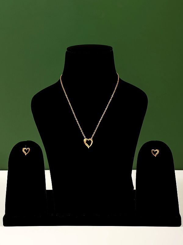 Small Heart Shape Pendant Necklace Earring Set