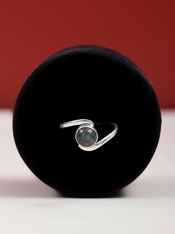 Sterling Silver Ring with Circular Black Onyx Gemstone