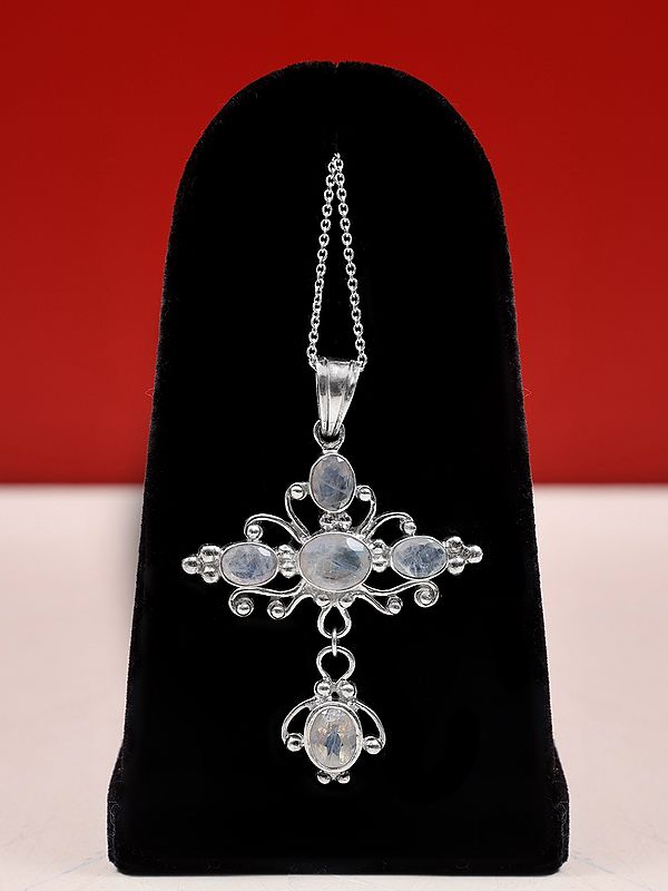 Victorian Style Rainbow Moonstone Pendant