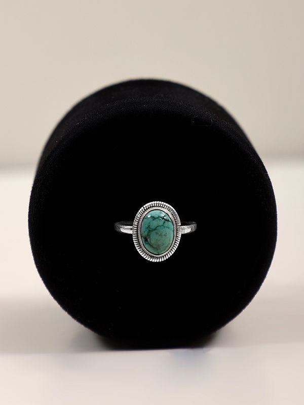 Designer Sterling Silver Ring with Oval Shape Gemstone