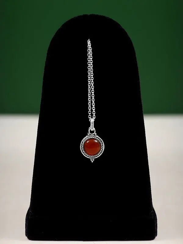 Small Round Shape Carnelian Pendant