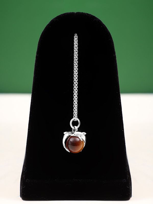 Twin Dolphin Pendant with Tiger Eye Gemstone