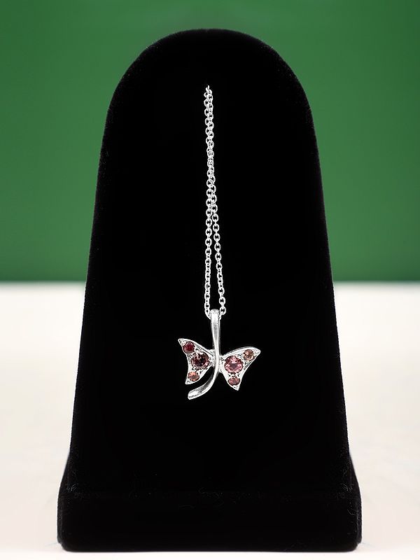 Faceted Pink Tourmaline Butterfly Pendant