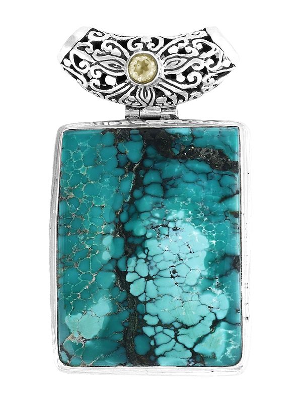 Rectangle Turquoise Sterling Silver Pendant