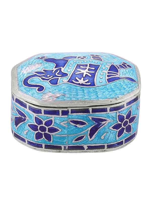 Elephant and Floral Design Sterling Silver Box