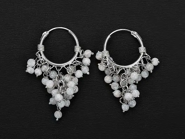 Rainbow Moonstone Hoop Earring