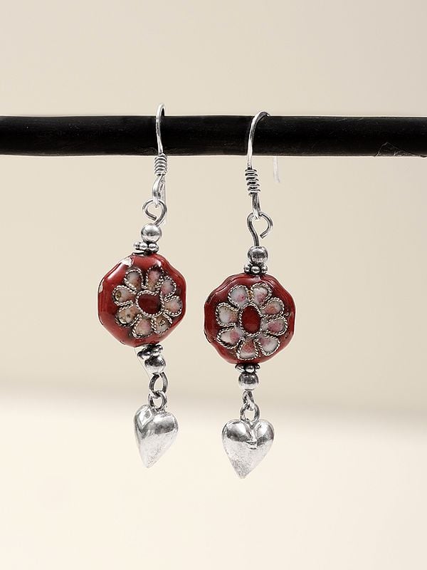 Floral Design Sterling Silver Dangle Earring