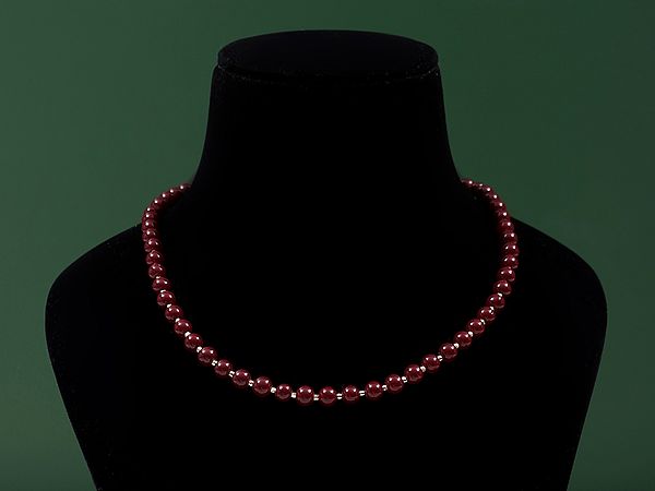 Faux Ruby Beaded Necklace