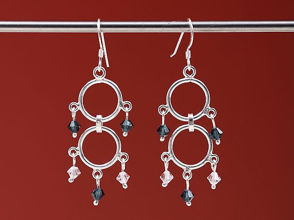 Sterling Silver Earring with Polished Agate Stone