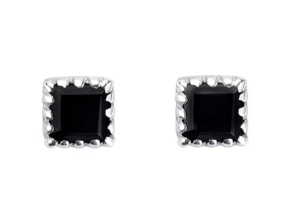 Small Square Black Onyx Earring