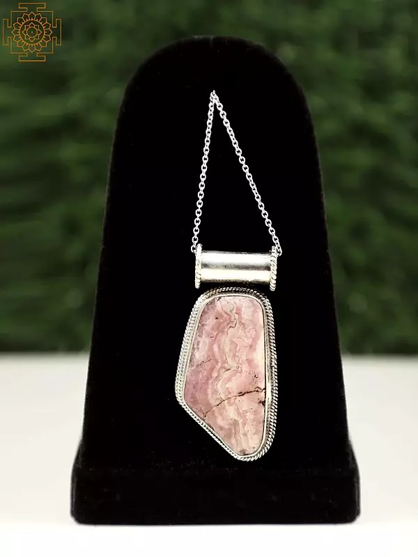 Stylish Sterling Silver Rhodochrosite Gemstone Pendant