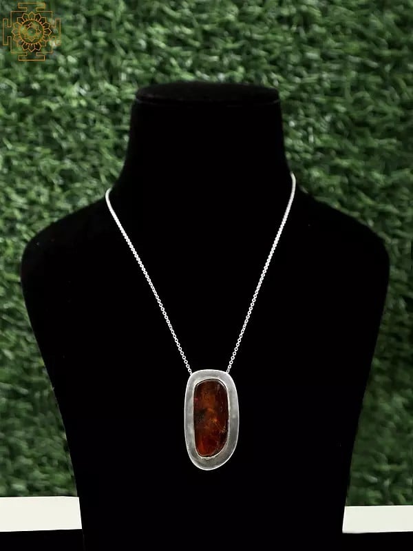 Sterling Silver Pendant with Amber Gemstone