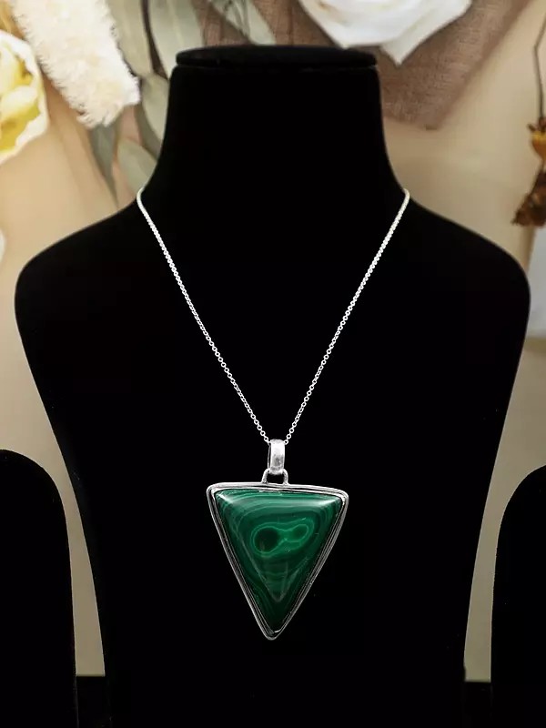 Triangle Green Malachite Pendant