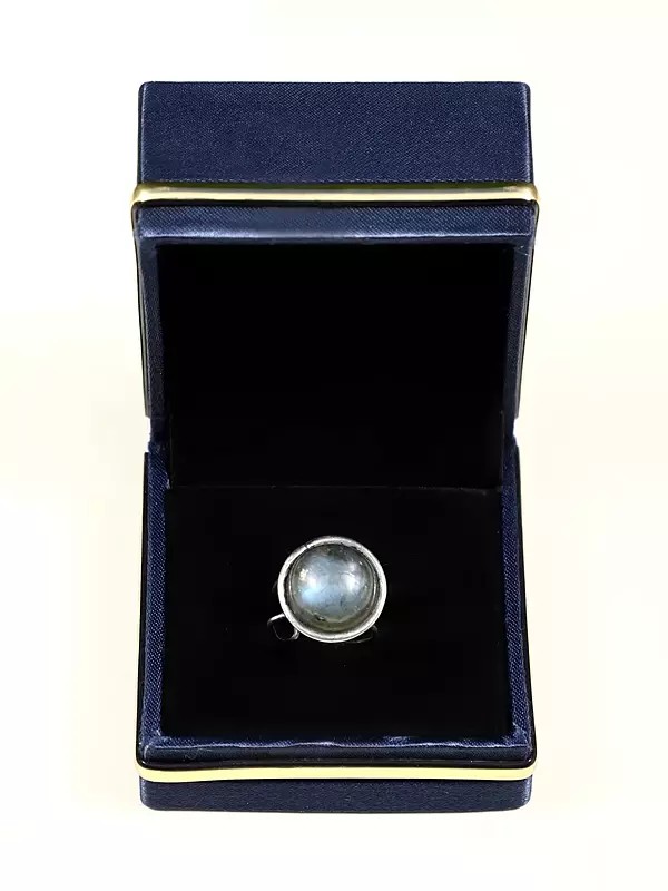 Adjustable Sterling Silver Ring with Labradorite Gemstone