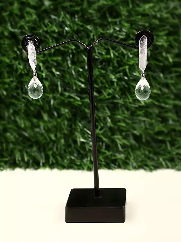 Crystal Briolette Cut Sterling Silver Earring