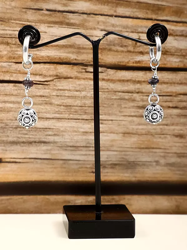 Sterling Silver Dangle Earring with Blue Agate Stone