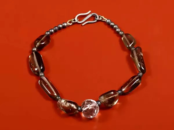 Sterling Silver Bracelet with Smoky Quartz Stone