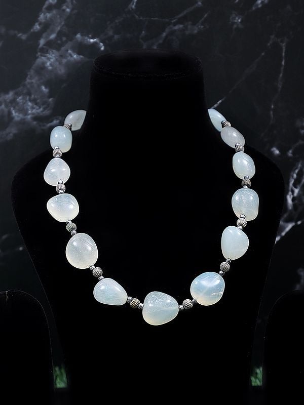 Sterling Silver Necklace with Chalcedony Stone