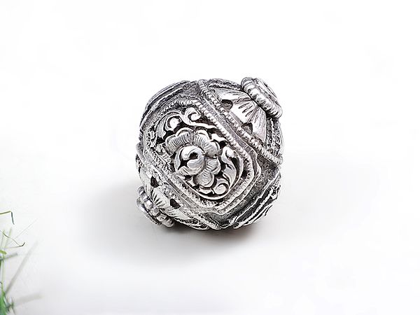 Sterling Silver Bead with Flower Design